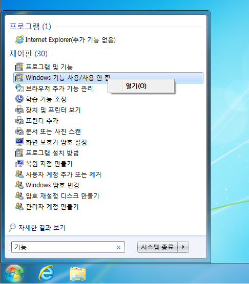 IIS 기능추가